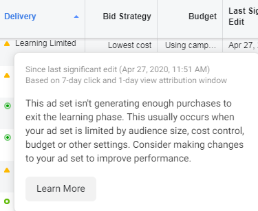 Google ADS 什么是学习期数据不足?